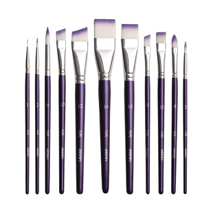 马利儿童面部彩绘笔脸部彩绘专用画笔压花瓣排笔14号刷子化妆师舞台颜料工具套装圆平锋勾线全套不分叉旗舰店