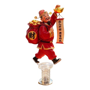 财神爷汽车摆件副驾驶台式装饰品新年红色招财吉祥物树脂工艺
