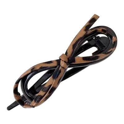 气质皮质蝴蝶结发夹豹纹扭扭夹