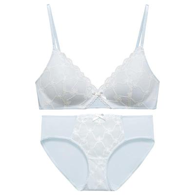 弗利少女菱格花卉蕾丝内衣无钢圈