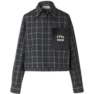 IIIVIVINIKO“意大利LIMONTA色织”暗格纹截短衬衫女M310405126B