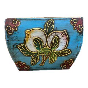 仿古彩绘小升子木质米斗民俗做旧收纳装饰玄关钥匙桌面杂物收纳盒