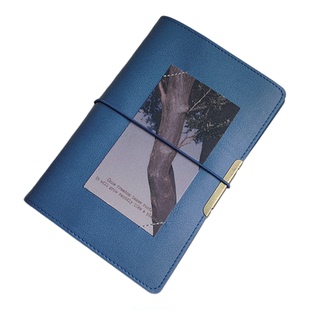 超额假期原创蓝色软皮M5A6活页本复古风笔记本子高颜值手账本替芯