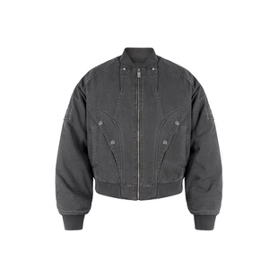 ANTIDOTE解构分割帆布洗水bomber夹克男冬季夹棉飞行外套加厚棉服