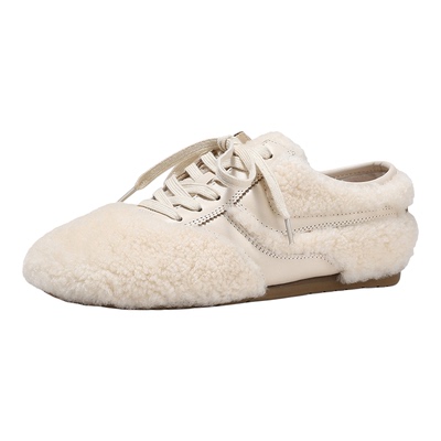 BellaLily2025冬款时加绒舒适毛毛鞋女轻便平底鞋减龄保暖棉鞋子