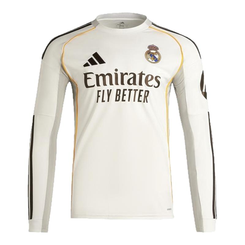 皇家马德里球迷版主场速干足球长袖球衣男adidas阿迪达斯