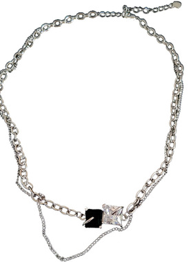 链条缠绕女黑白方块项链酷女孩