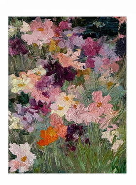 原创手绘繁花中古法式油画