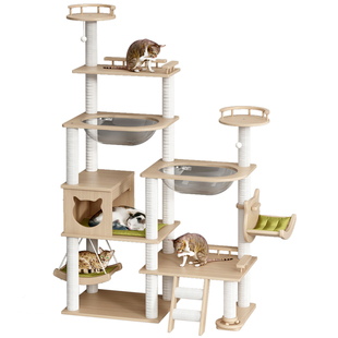 实木猫爬架猫窝猫树一体猫抓板四季猫爬架自带猫玩具太空舱通天柱