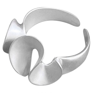 S925纯银法式花朵波浪裙摆花边异形不规则开口戒指设计感小众轻奢