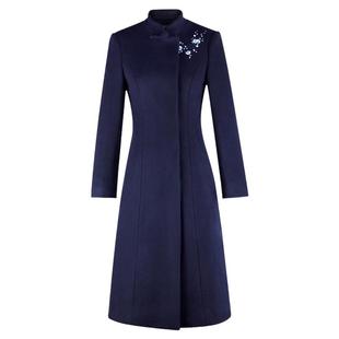 中式领酒店茶楼迎宾毛呢女大衣中长款物业售楼处案场前台工作服