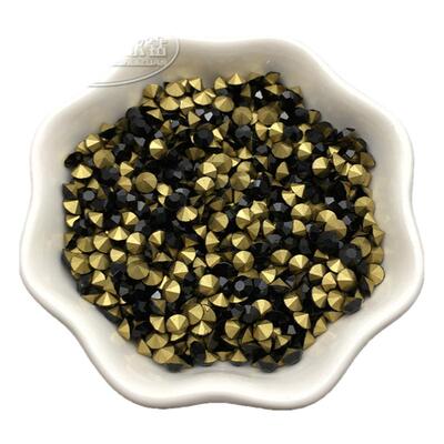 diy饰品1.0-8.0mm尖底黑钻玻璃水钻黑色圆饰品补钻实黑散钻diy钻