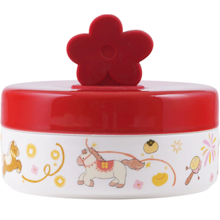 蓝莲花干果盘新年客厅茶几家用精致高颜值马年新款陶瓷零食糖果盒