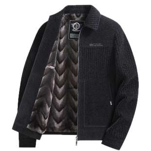 啄木鸟中年男士外套加绒加厚款爸爸装夹克衫冬季棉袄中老年人棉衣