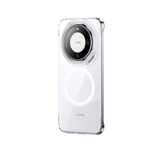 磁吸无边框适用于华为mate60Pro+手机壳镂空镜头支架Mate70半包透明80promax硬外壳超薄PC套60por+防摔男女70