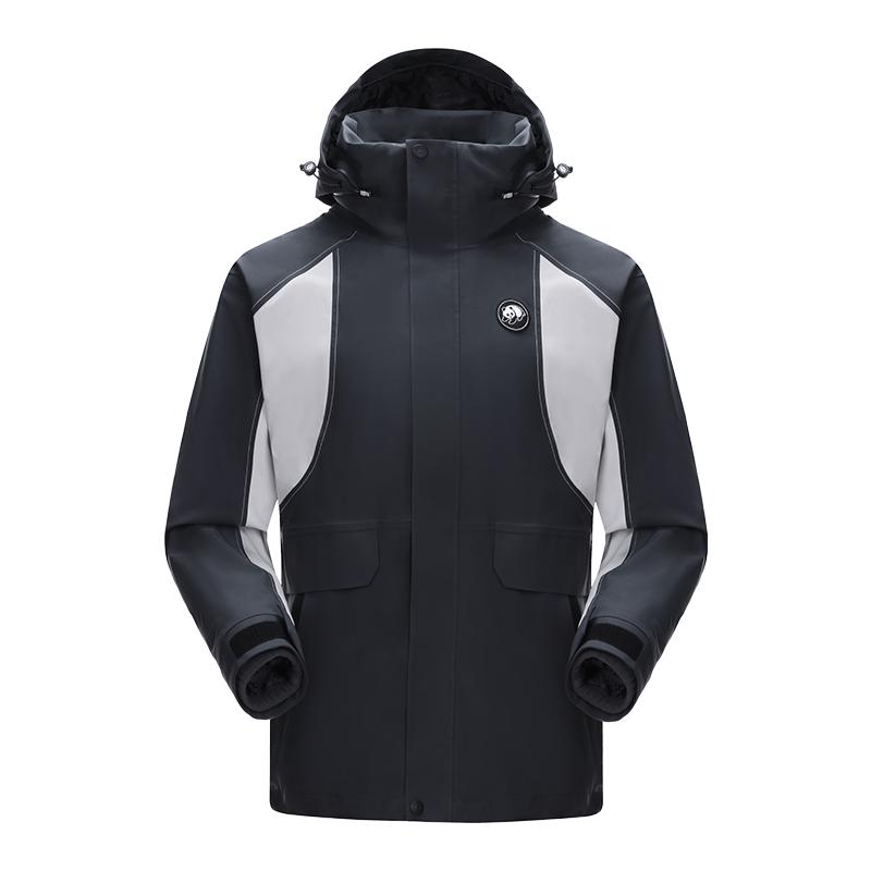 骆驼熊猫冲锋衣女款三合一加绒秋冬新款户外防水防风外套登山服男