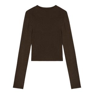 BLANK LABEL极简无缝一体羊毛针织衫女长袖2025秋冬季修身打底衫