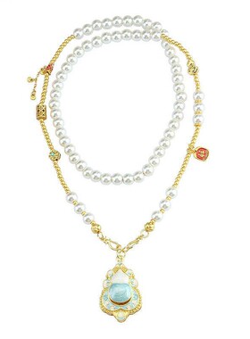 合金玻璃圆珠女新中式葫芦毛衣链