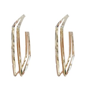 S925银针几何方形耳圈女2025新款潮气质个性夸张网红大气耳饰耳环