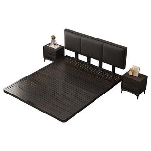 铁艺床悬浮床架钢架现代简约不锈钢床加粗加厚碳素钢洞洞板双人床