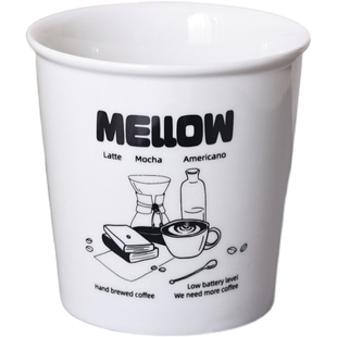 原创咖啡元素陶瓷马克杯咖啡杯仿纸杯冰美式拿铁拉花杯茶杯商用