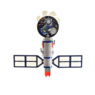 全光谱儿童房风扇灯创意男孩卧室房间吊灯卫星灯太空空间站主题灯