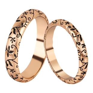 vintage复古宫廷风高级感藤蔓花纹中古拉丝戒指男女情侣素圈对戒