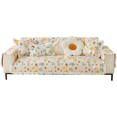 田园全棉沙发垫四季通用2025新款固定防滑直排皮坐垫子套罩盖布巾