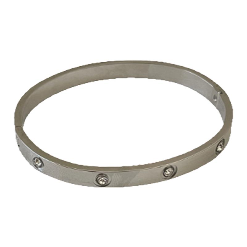 店主自留~轻奢满钻手镯钛钢不掉色简约男女卡扣叠戴欧美百搭手环