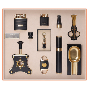 季风雪茄工具套装烟灰缸打火机纯铜雪茄刀10件套，送礼自用两相宜