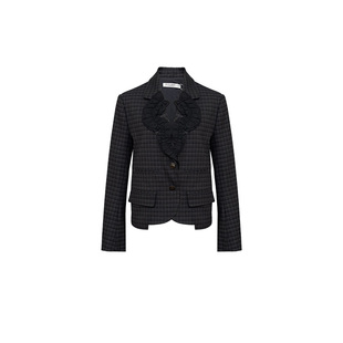 D-HARRY/迪哈利春秋新款百搭灰黑色格子上衣外套DH241A96978D