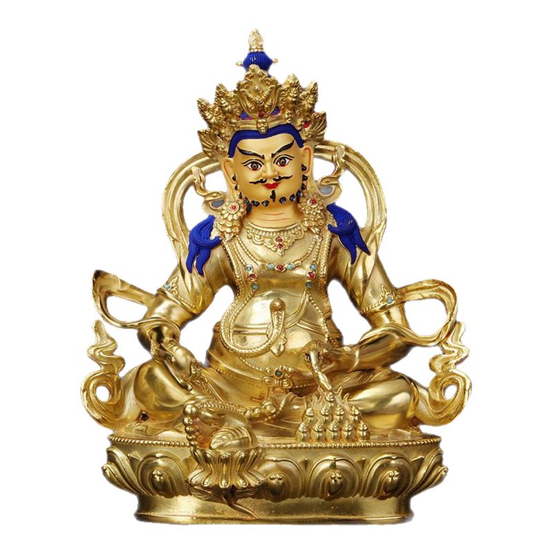 黄财神佛像摆件纯铜仿尼泊尔鎏金藏式家用巴拉财神5寸7寸10寸15寸
