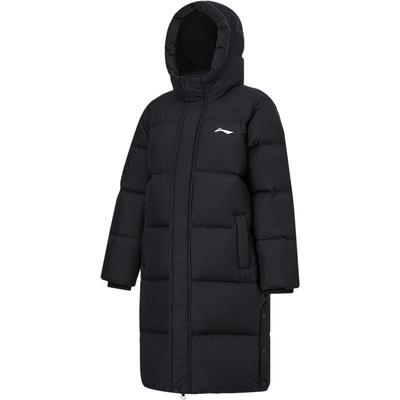 李宁童连帽男印花长羽绒服童装