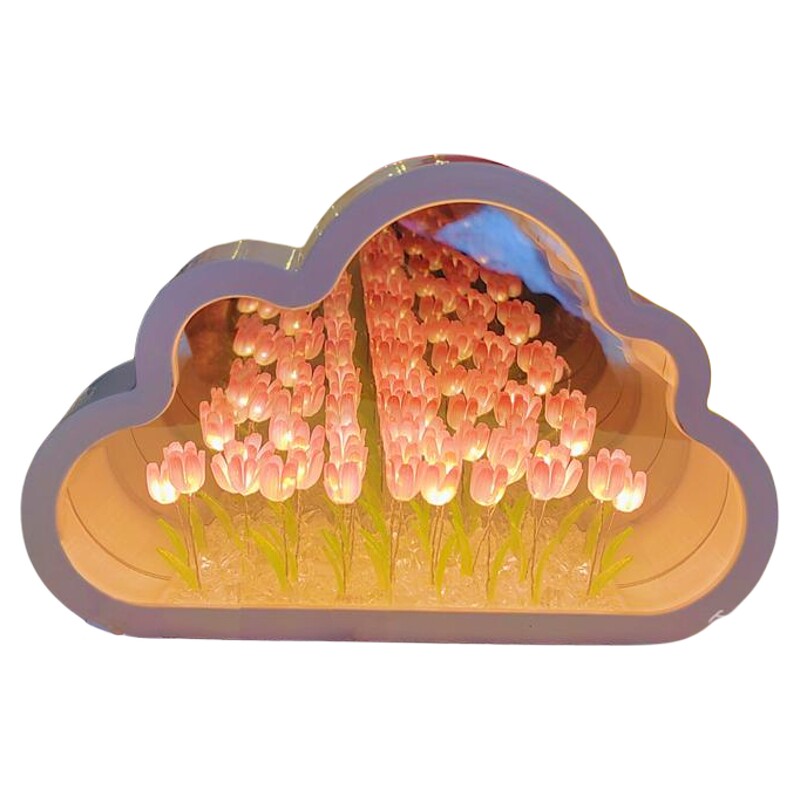 郁金香花海小夜灯手工diy云朵摆件生日品女孩实用朋友中秋节礼物