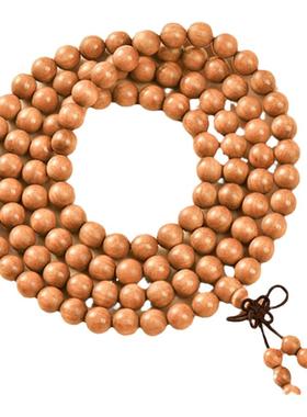 普陀山108颗老桃木手串女款多圈佛珠盘玩静心念珠木质转运珠手链