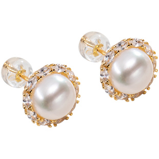 南珠宫925银淡水珍珠耳环耳钉简约百搭C-E042SD-J