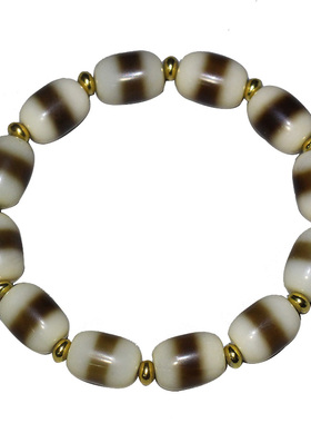 圣饰奇缘天然真品西藏庙供院供老矿玛瑙牙黄一线药师天珠手串男女