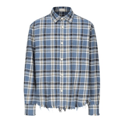 磨毛重磅格子衬衫破坏Vintage