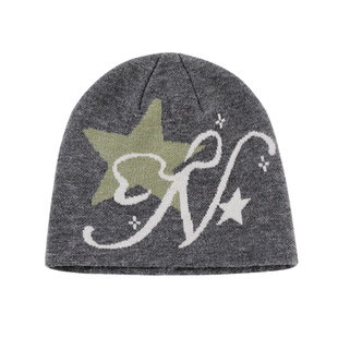 IIING帽控 新款大字母印花毛线帽子个性保暖针织护耳冷帽男女冬季