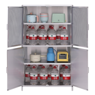 简易不锈钢橱柜碗橱多层铝合金厨房纱窗透气置物柜储物柜餐边柜子