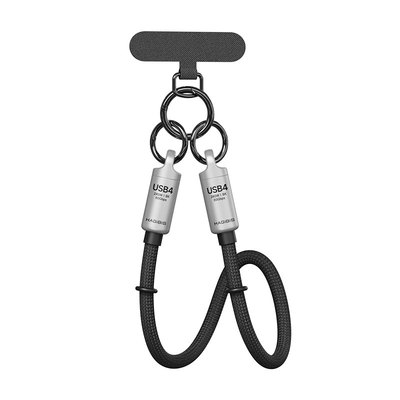 海备思usb4全功能手腕挂绳线手机ctoc双头便携typec数据线充电短线PD快充防丢链适用苹果16pro充电宝240W雷电