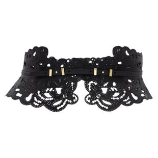 镂空雕花牛皮腰封波希米亚风真皮宽腰带连衣裙束腰几何装饰宽皮带