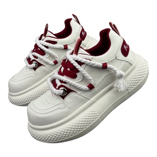 丑萌大头鞋男2026春季新款超火面包鞋潮牌增高小白鞋男厚底休闲鞋