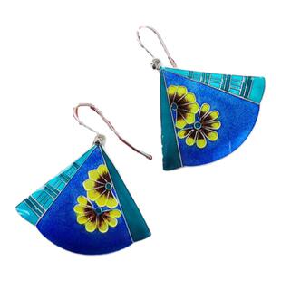 创汇期法国回流纯手工中国风925银花丝新中式折扇耳坠耳环耳钩饰