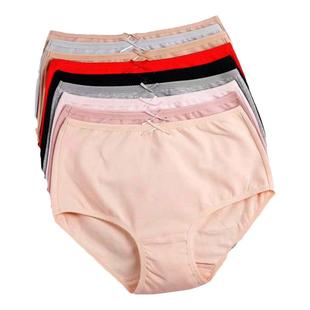 满4条包邮普利诗女士内裤女棉中高腰内裤三角裤中年纯色大码21605