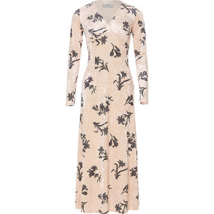 从那以后法式碎花裙丝绒长裙V领礼服裙子高级感穿搭连衣裙女秋冬