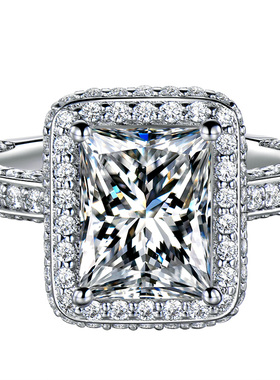 耀世祖母绿切割婚礼求婚钻石戒指