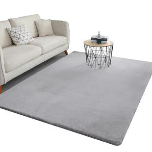 地毯卧室仿兔毛加厚客厅茶几毯纯色简约长绒毛房间床边毯飘窗地毯