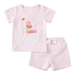 童泰婴幼儿夏季纯棉短袖肩开套装3-18月男女宝宝家居外出短衣短裤