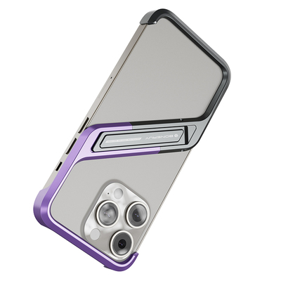 利乐普自带支架金属手机壳适用于苹果16promax手机壳铝合金无边框镂空散热iphone15pro保护套超薄防摔创意